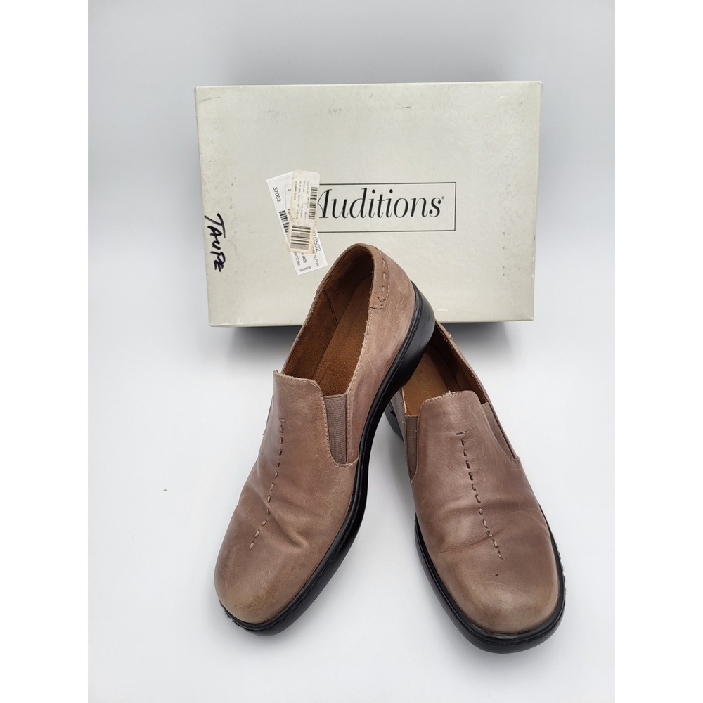 Auditions Melody Women's 11 N Taupe Leather Twn Shoes Slip On Comfort